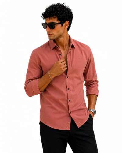 Zilcon Men's Coffee Cotton Shirt