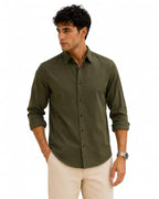 Zilcon Men's Coffee Cotton Shirt