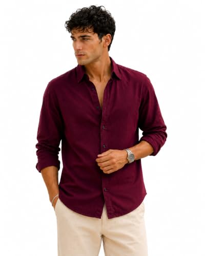 Zilcon Men's Coffee Cotton Shirt
