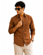 Zilcon Men's Coffee Cotton Shirt