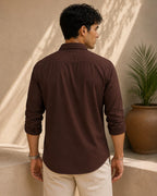 Zilcon Men's Coffee Cotton Shirt